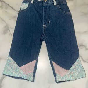 Vintage HTF 3-6m Sesame Street Blue Patchwork Denim Pants